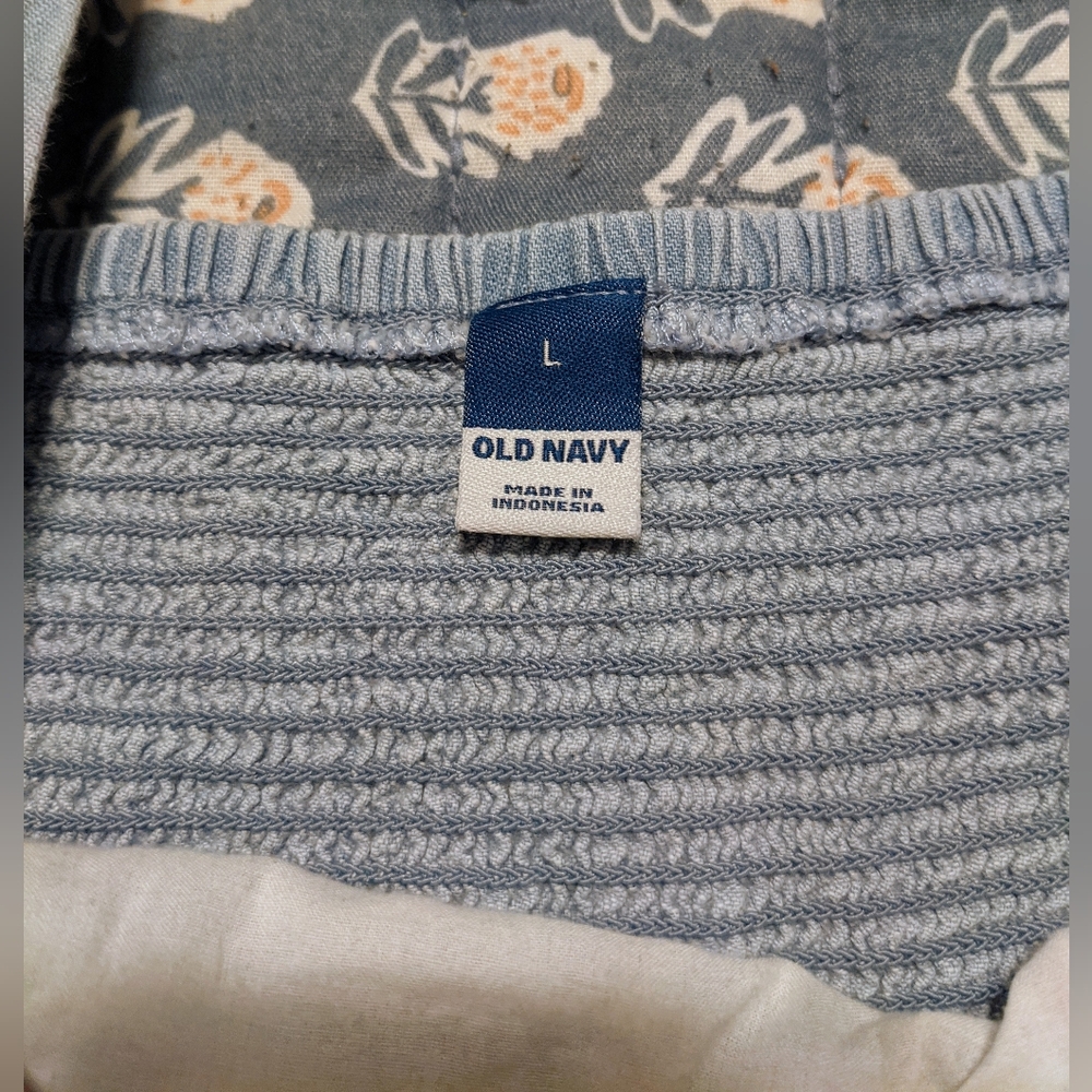 Old Navy Chambray Puff Sleeve Sweetheart Neckline Define Waist Top sz L - Picture 11 of 14
